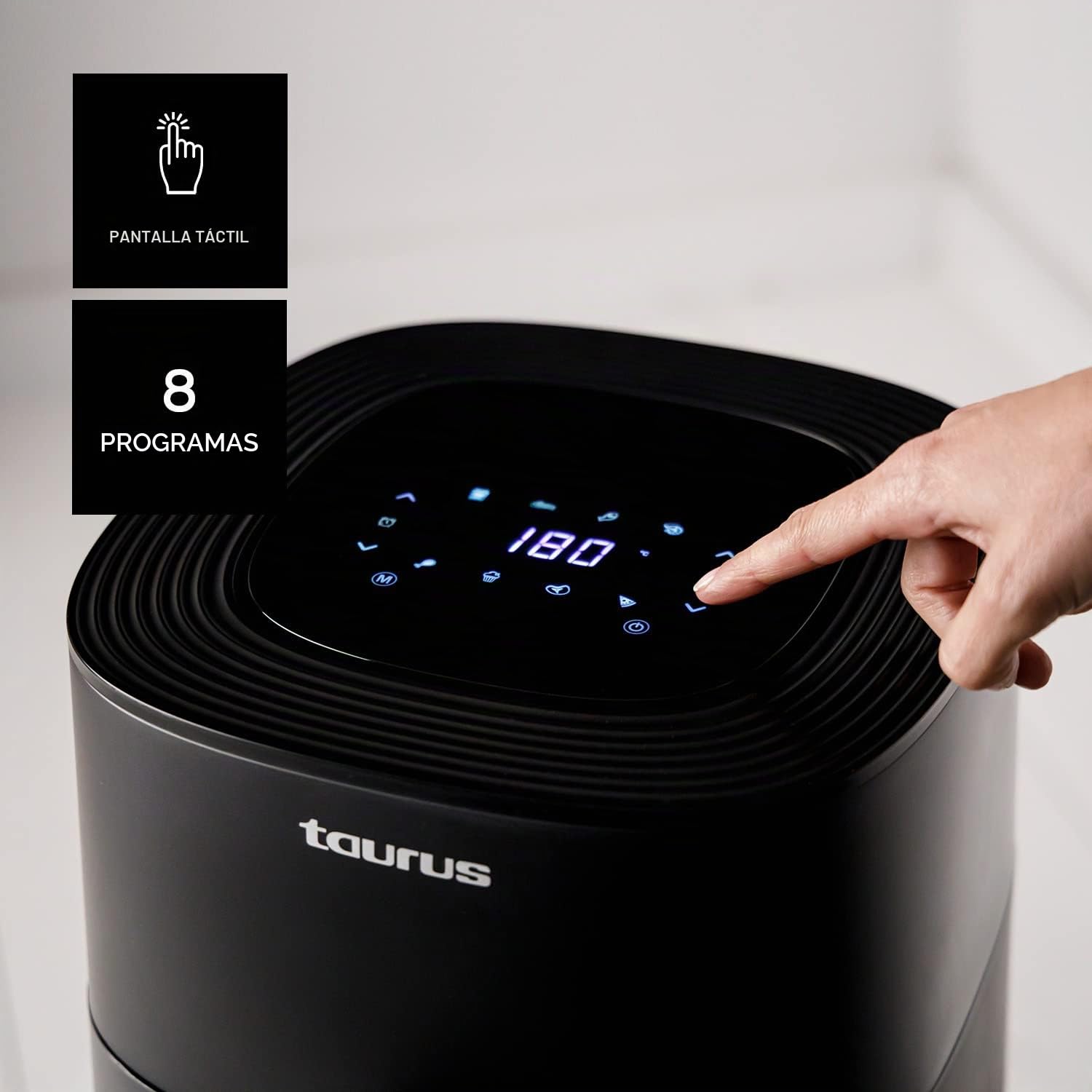 Taurus Air Fry Digital 6S - Freidora de aire, 1700W, 5.5L capacidad, 8 programas, hasta 200ºC, temporizador 60 min, digital, 6/7 raciones, piezas desmontables aptas lavavajillas, libre BPA y PFOA