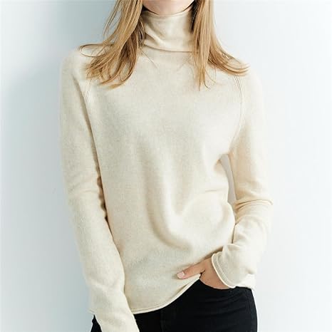 Pull,Pull En Cachemire Pour Femme, Col Mi-haut, Couture En Dentelle