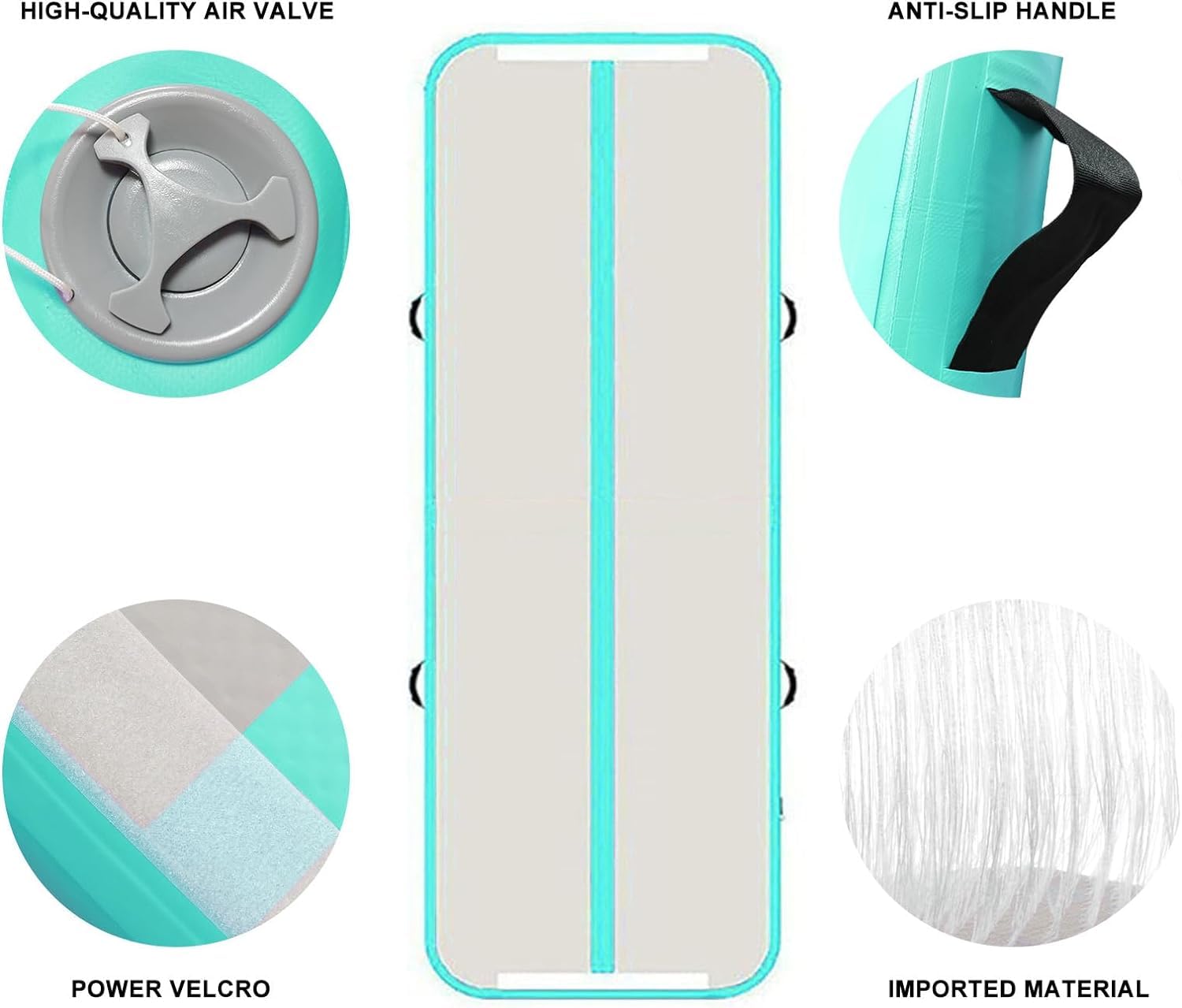 Air Matte Track, 3 M Aufblasbare Gymnastikmatte, Height of 10 cm Air Turnmatte, Tumbling Matte with Air Pump for Gym/Home/Outdoor/Training/Yoga