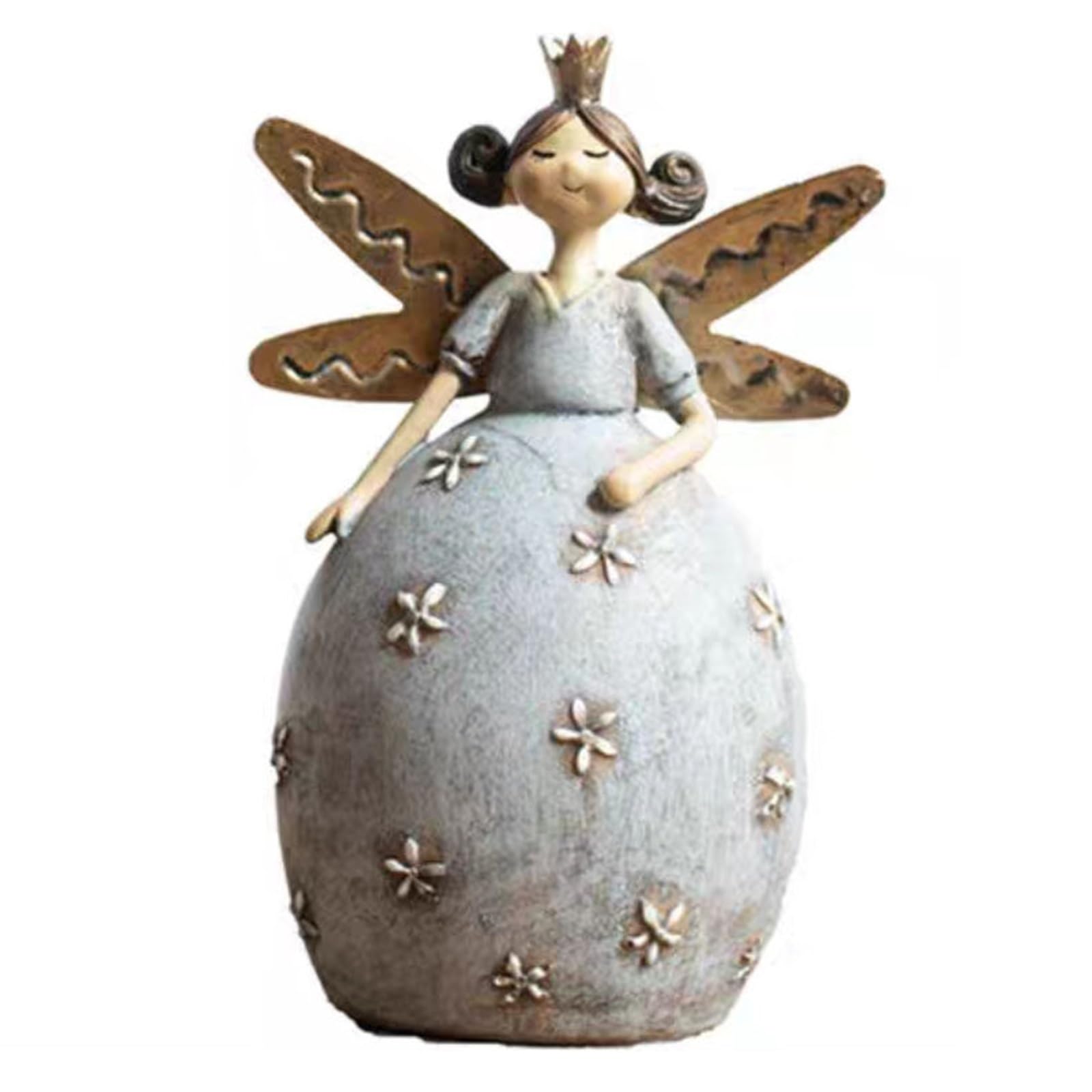 Vintage Resin Fairy Garden Statues, Distressed Figurines Yard Decor