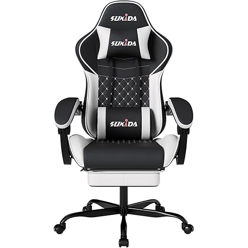 Ergonomic Video Gamer Chairs Gaming Computer Chair Gamer Chairs for Adults Massage Lumbar Support Swivel Height Adjustable Headrest Backrest