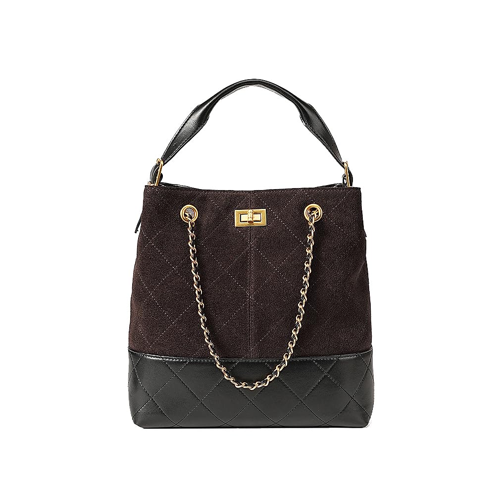 Bolso Bowling de Piel de Curtido Vegetal para Mujer, Bolso de Axila Vintage y Bolso de Hombro de Cuero Auténtico, Bolso de Mano Clásico para la Oficina y el Diario Marrón Oscuro
