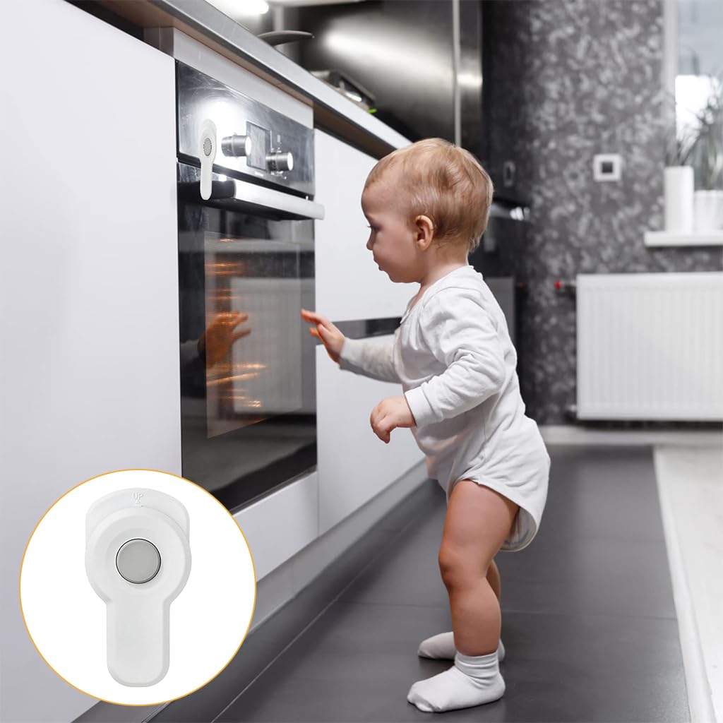 SNOWIE SOFT® 2Pcs Child Safety Door Lock Baby Proofing Drawer Lock Cabinet Lock Self Adhesive Safety Lock with Release Button Kids Safety Door Lock for Cabinet, Drawer, Oven, Dishwasher - Image 2 thumbnail