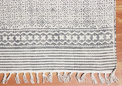Tapis de yoga en coton gris géométrique 150x150cm style bohème chic - 8