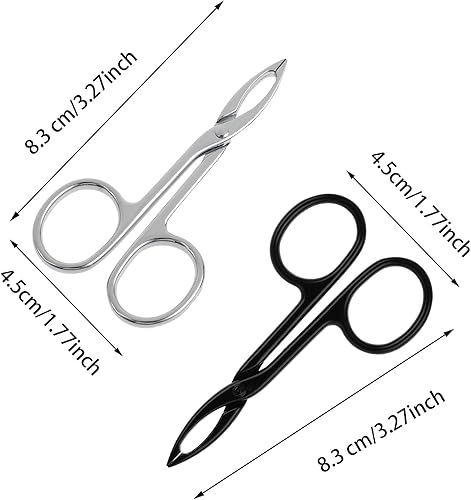 Miniatura 2 de WLLHYF 2 piezas de tijeras para cejas, pinzas con mango de punta recta, removedor de tijeras para cejas, cabello facial, cuidado de las cejas,
