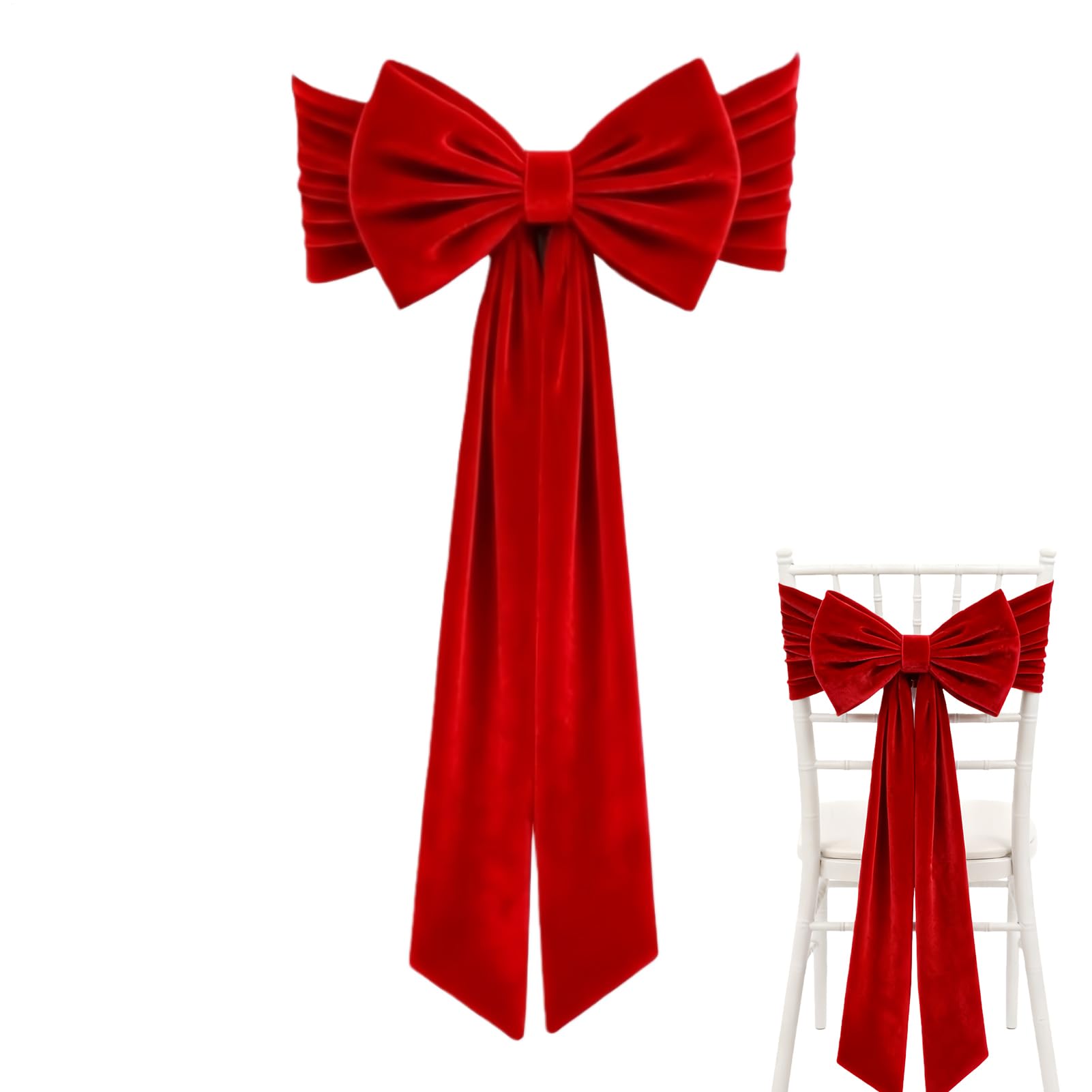 Bandas para sillas decorativas rojas de encaje para banquetes y fiestas de Navidad