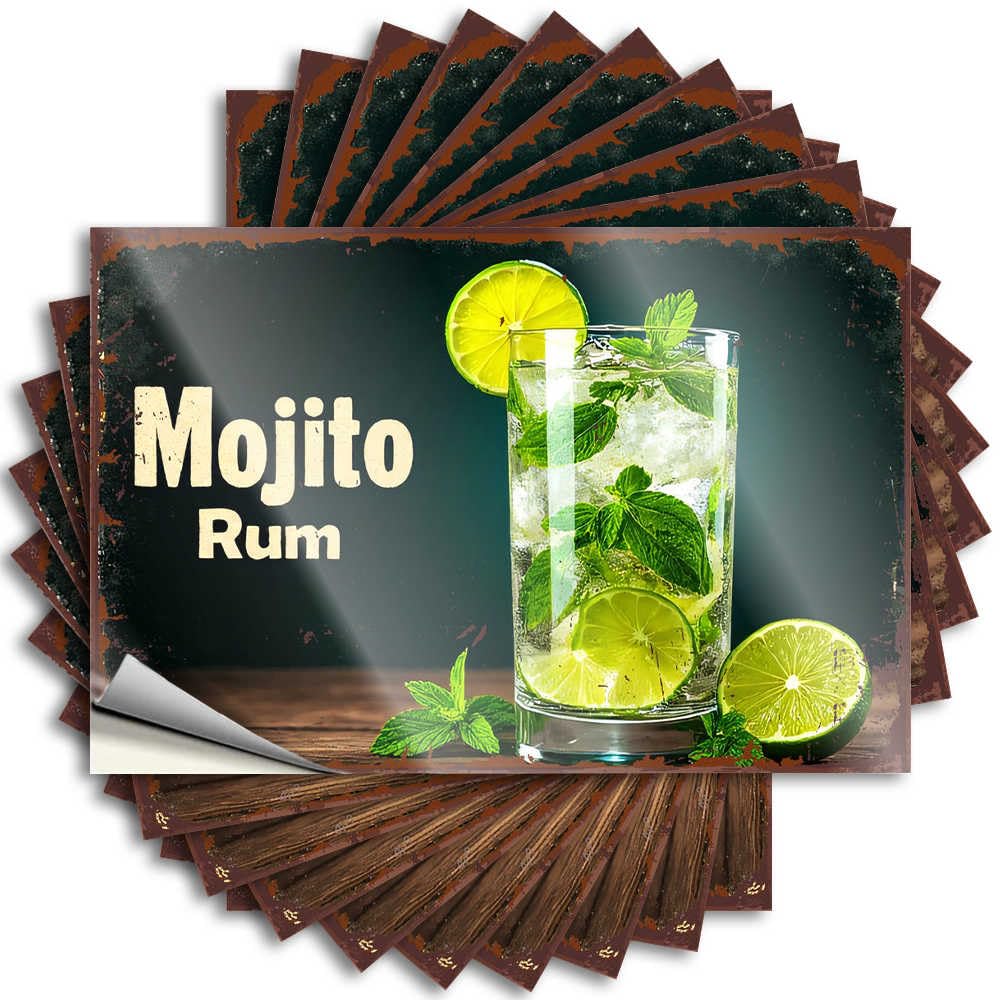 Bathroom Stuff Saying Hat | Fresh Mojito Rum Cocktail with Lime and Mint Happy Taupe Sticker Pack(6X9CM)