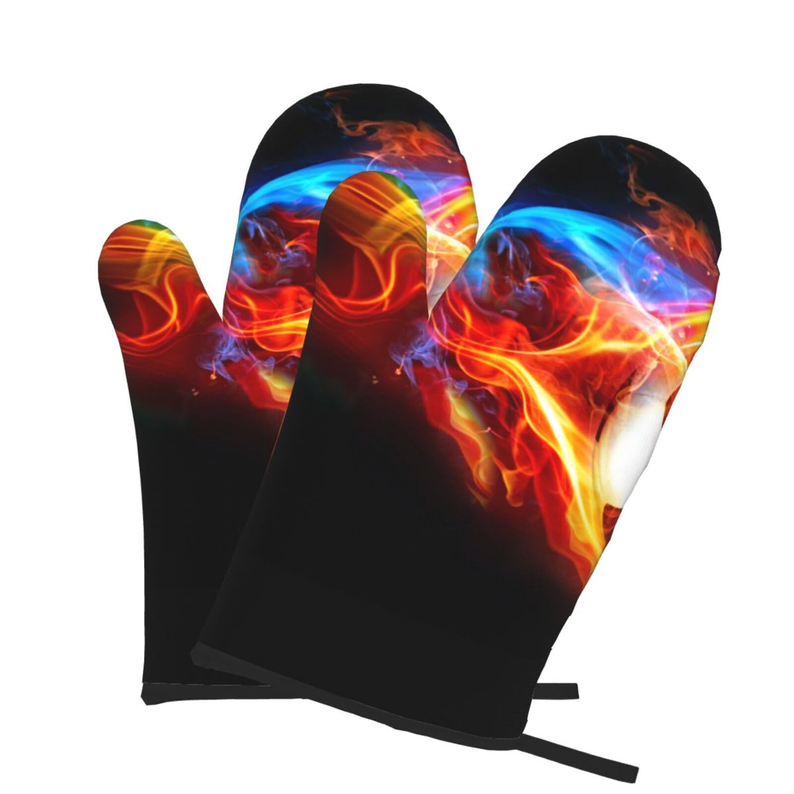 Oven Mitts Set of 2 Pcs, Soccer Background Prints Heat Resistant Kitchen Gloves for Cooking Baking Grilling