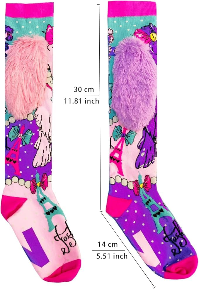 TIUDTOY Cute girl soacks girls high soacks fun soacks fashionable girls socks handmade lace soacks Purple 6-12 Years 4