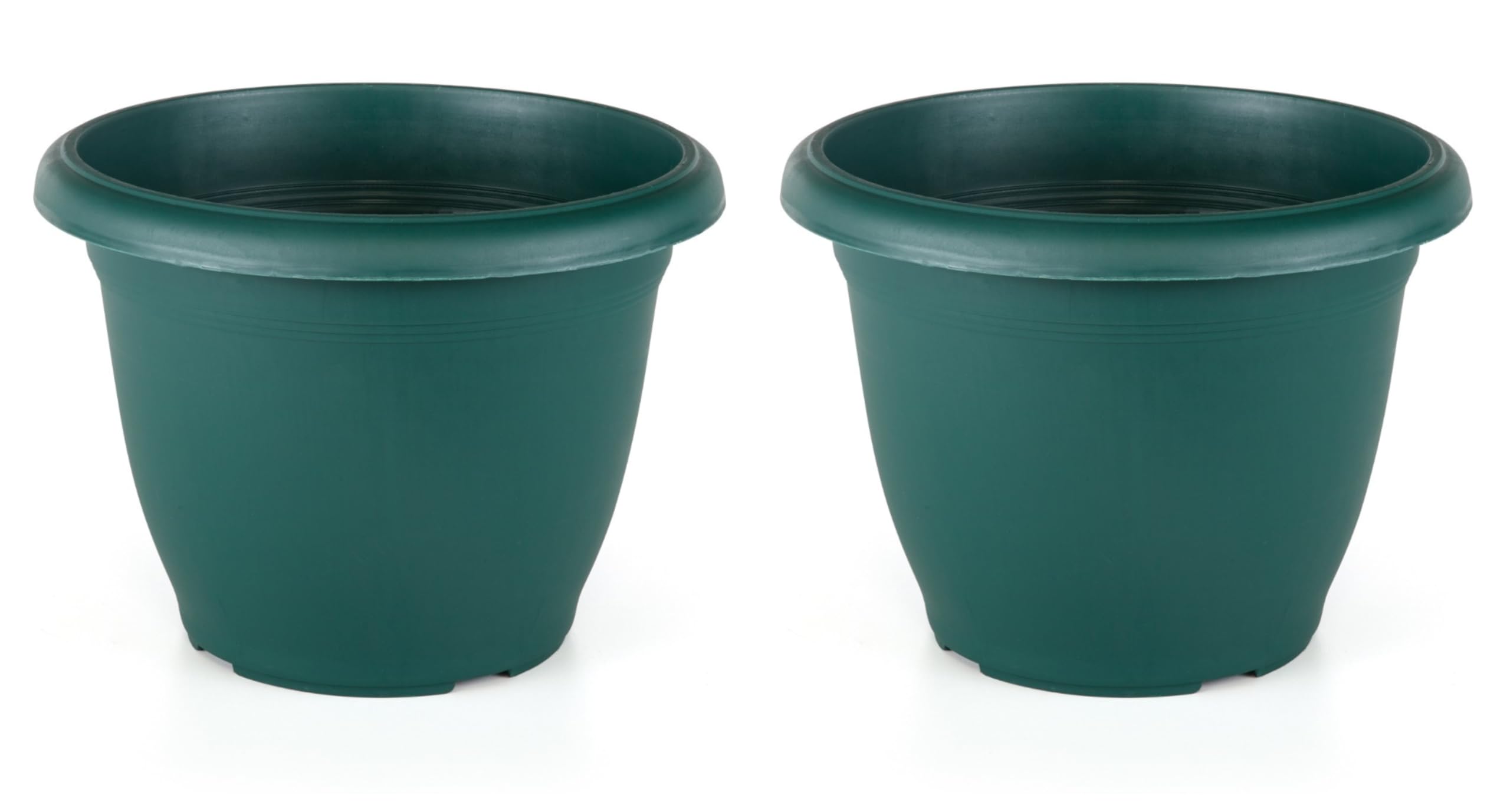 Tamersgifts Green Sets Of 2 Plastic Round Garden Flower Plant Pot Planters (, 31Cm Diameter X 21.5Cm Height, Indoor And Outdoor Use)