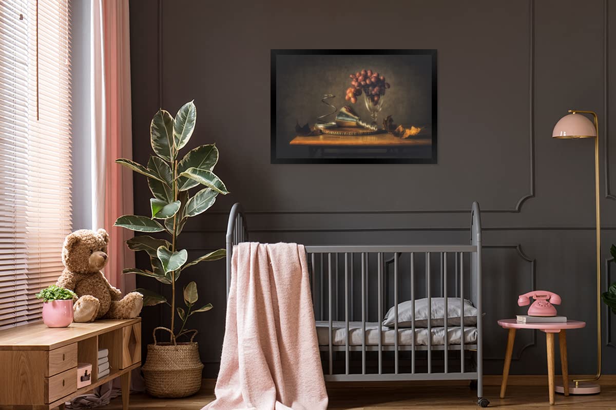 Poster Bilder Wanddeko Deko Wohnzimmer 120x80 cm Malerei - Stilleben - Glas - Weintrauben - Kunst