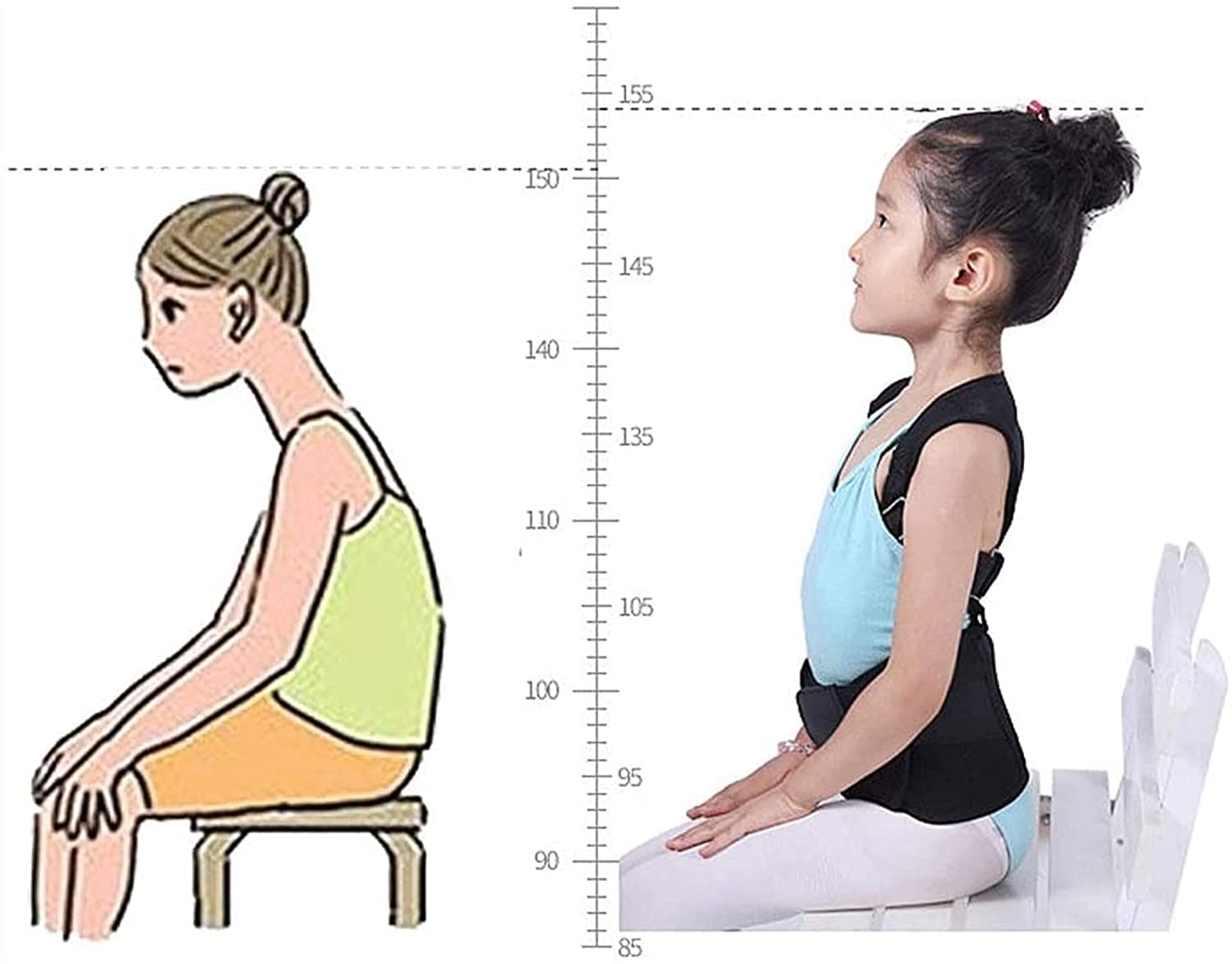 Całkowity Korektor Postury, Kids HuntbackBest Ergonomic Back Brace pomaga poprawić postawy Kyfozę klatki piersiowej Brace(S)
