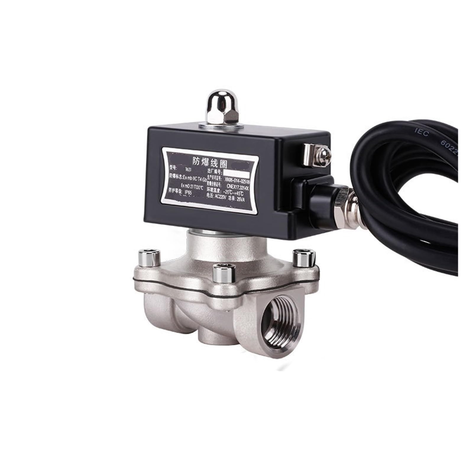 1/2" 304 Stainless Steel Explosion Solenoid Valve DN15 Normally Closed Solenoid Valve for Gas(220VAC)