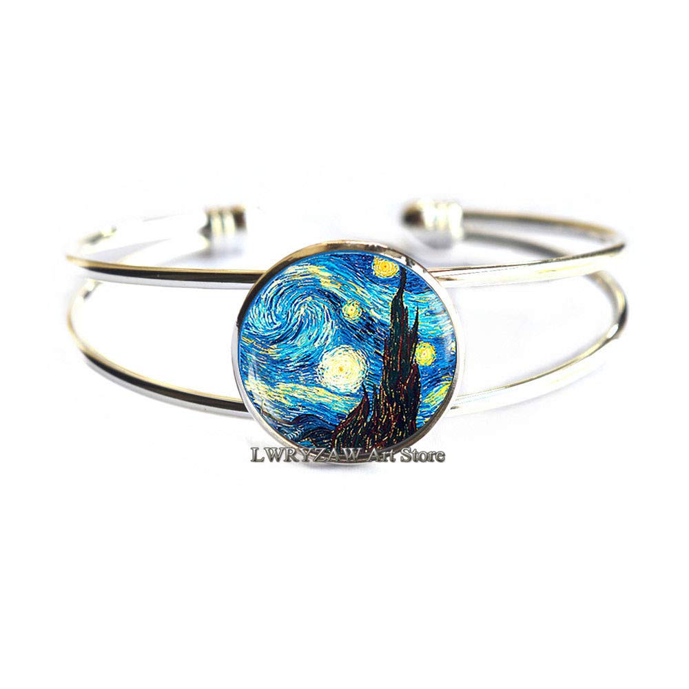 Starry Night Bracelet, Starry Night Bangle,Starry Night Jewelry,Classic Art Bracelet,Painting Bangle,Simple Bangle,Handmade Bangle,M137