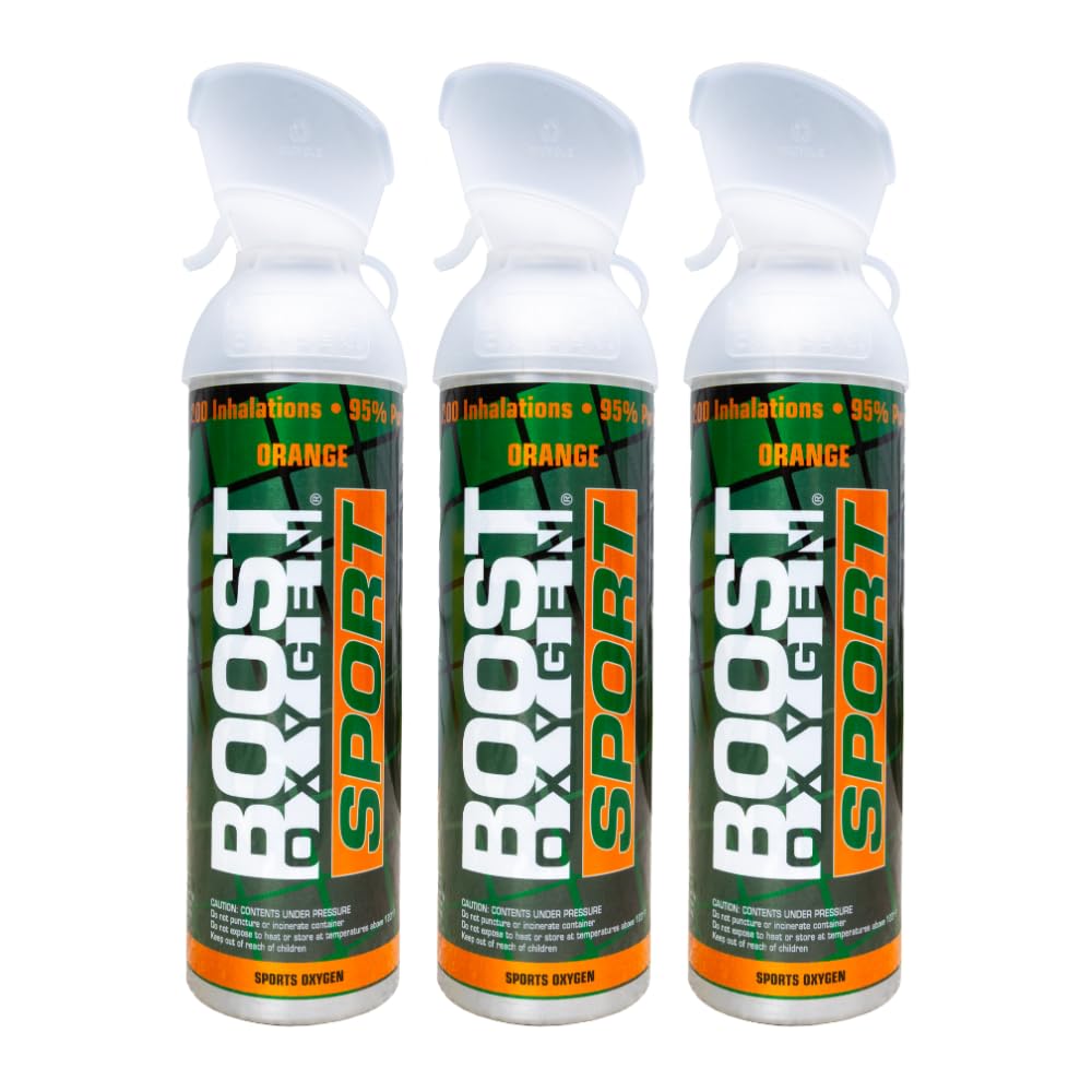 Boost Oxygen Large Sport Orange Aroma 10L Canister | Respiratory Support for Aerobic Recovery, Altitude, Performance & Health (3 Pack)