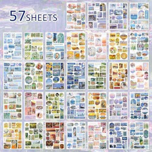 Image of Vintage Oil Painting Scrapbook Sticker, Journaling Supplies for Junk Journal, 500+ Scrapbooking Washi Stickers & 25 Ephemera Papers Art Scrapbook Supplies for Adults Teens Women Girls Junk Journal