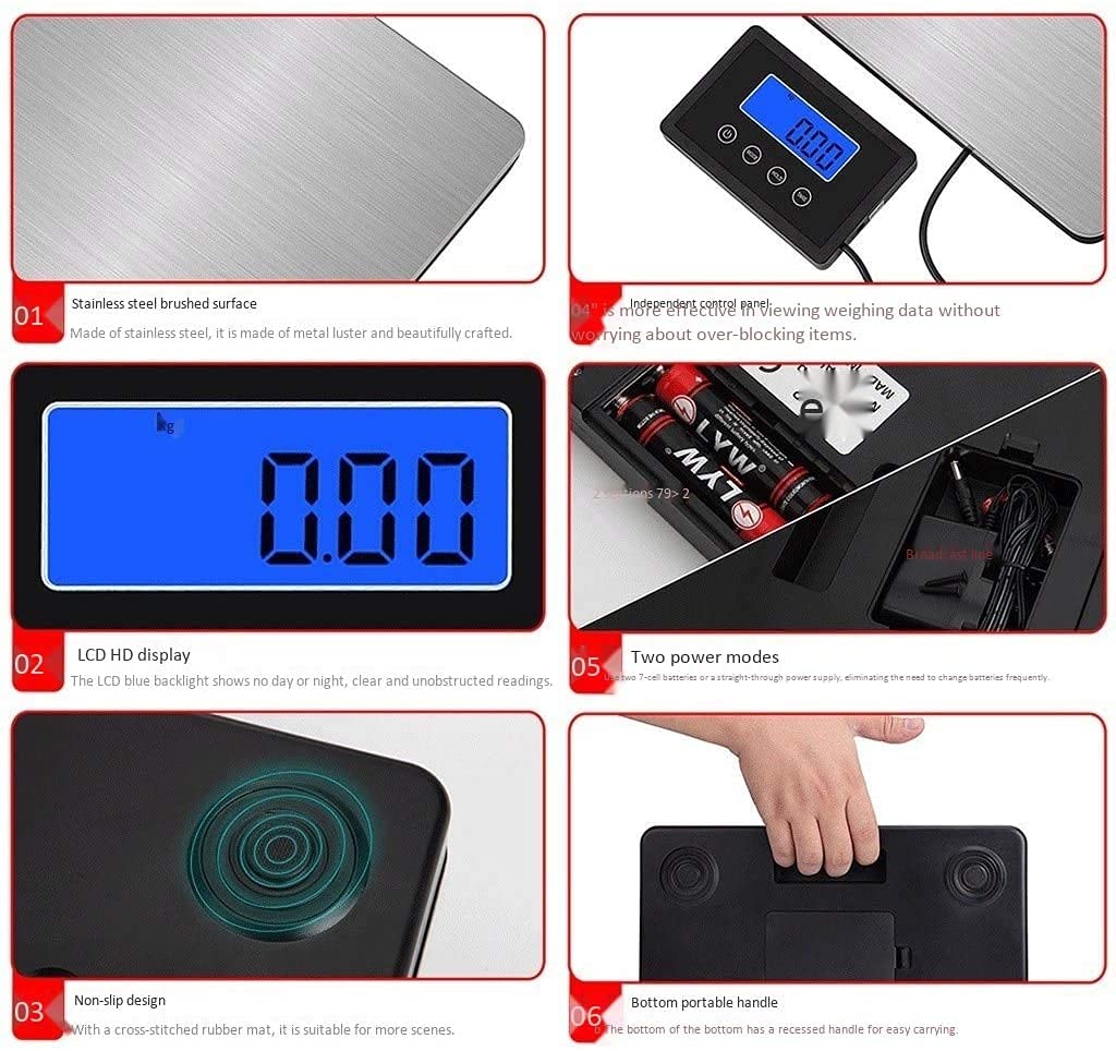 Báscula electrónica Digital Plata Alta precisión 180 kg / 50 g Profesión Pesaje Postal Plataforma de Acero Inoxidable Básculas de Frutas for Tienda Comercial Pesaje de Cocina