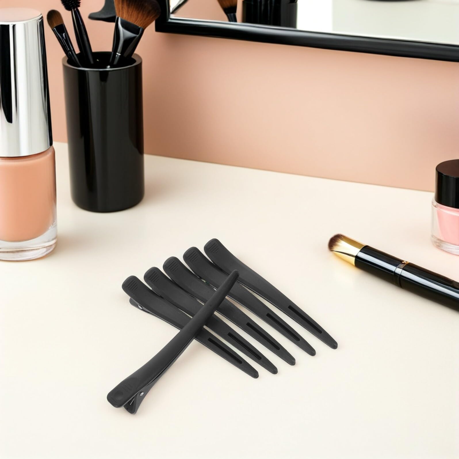 LIFKOME 20 Pezzi Fermagli per Capelli Becco d'Anatra Neri Clip Parrucchiere per Sezionare e Fissare Multiuso per Styling Colorazione e Trucco Antiscivolo per Donne e Professionisti