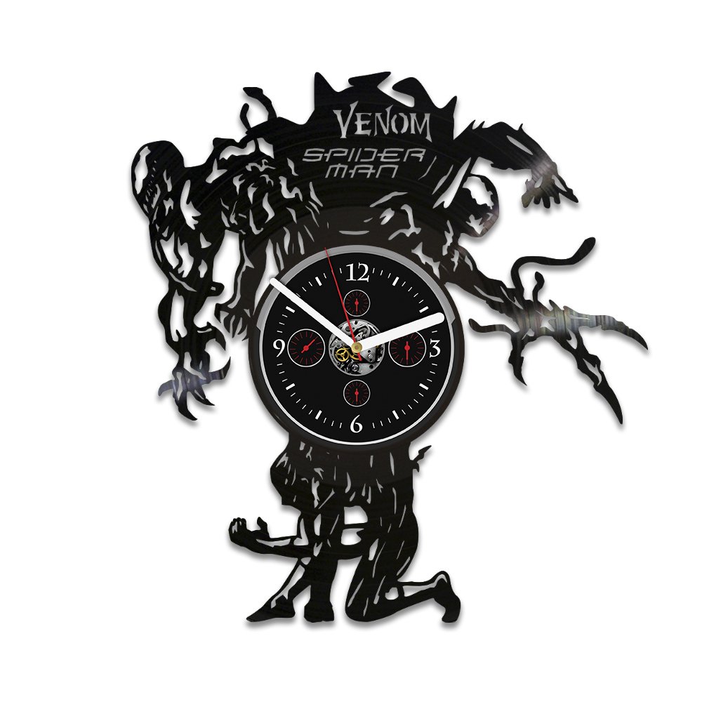 handmade Spider-Man vs Venom, Spider-Man Vinyl Wall Clock, Wall Clock Modern, Vinyl Record Wall Cloc