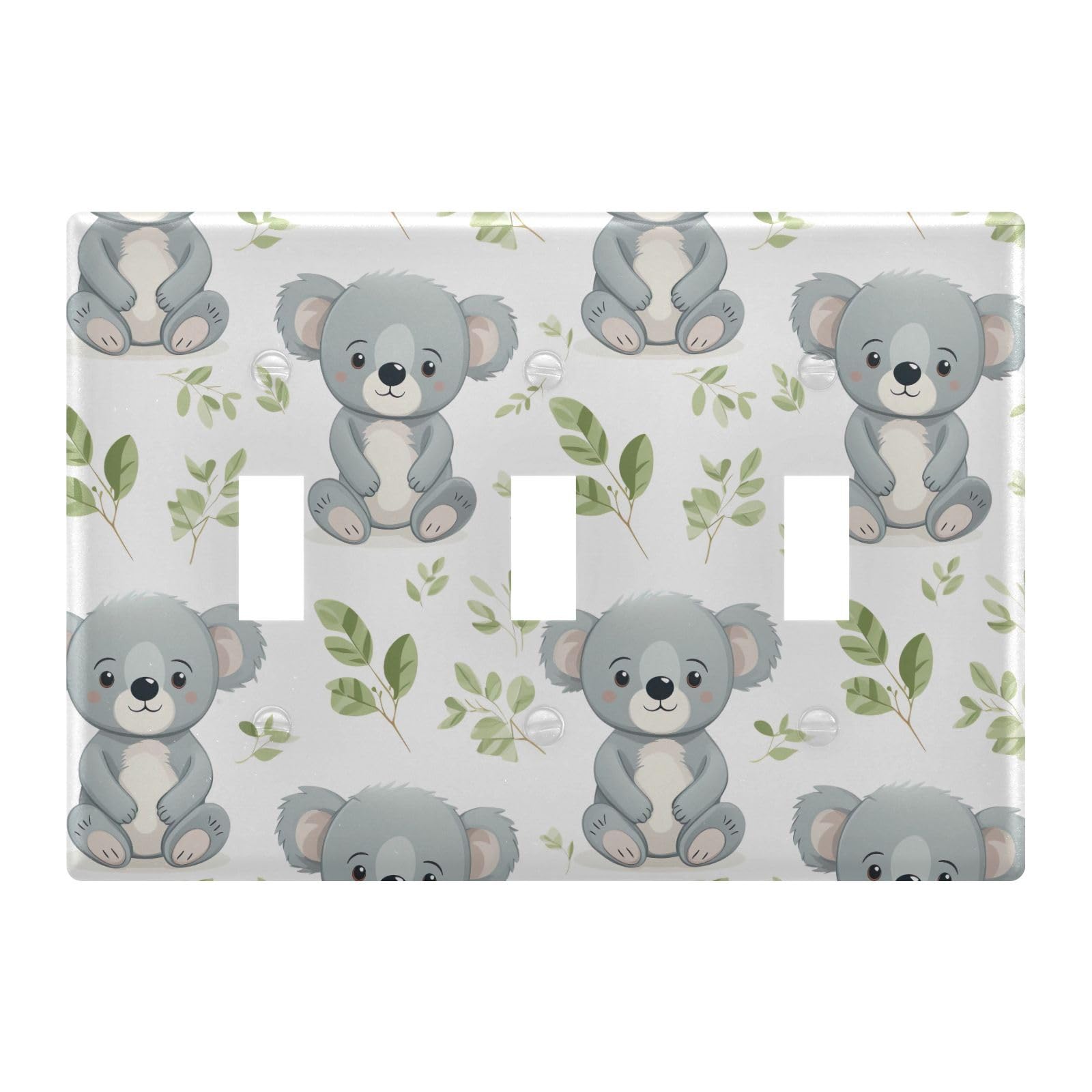 Light Switch Cover Cute Koala Wall Plates for Electrical Outlets 3 Gang 202b3139