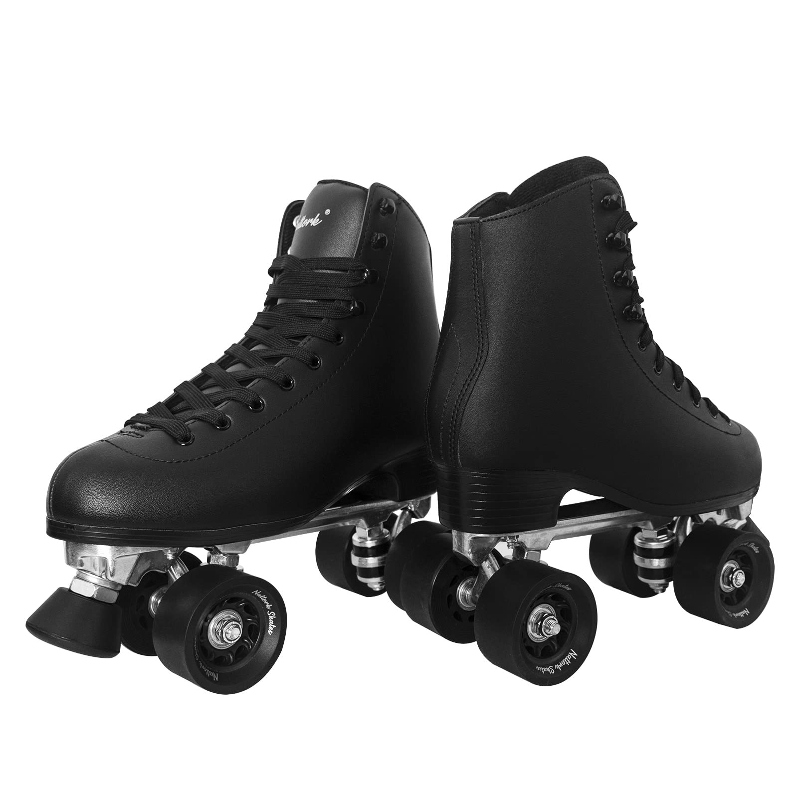 Roller Skates for Women with PU Leather High-top Double Row Rollerskates, Unisex-Adult Indoor Outdoor Derby Skate with Adjustable Fast Braking for Beginner