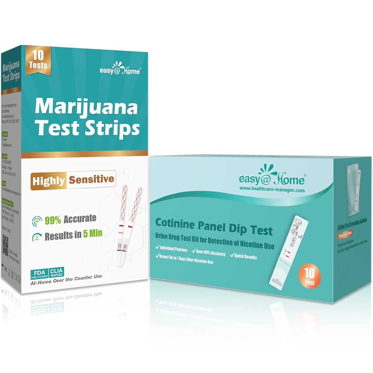 EasyHome Marijuana Test Strips 10 Pack and Nicotine Urine