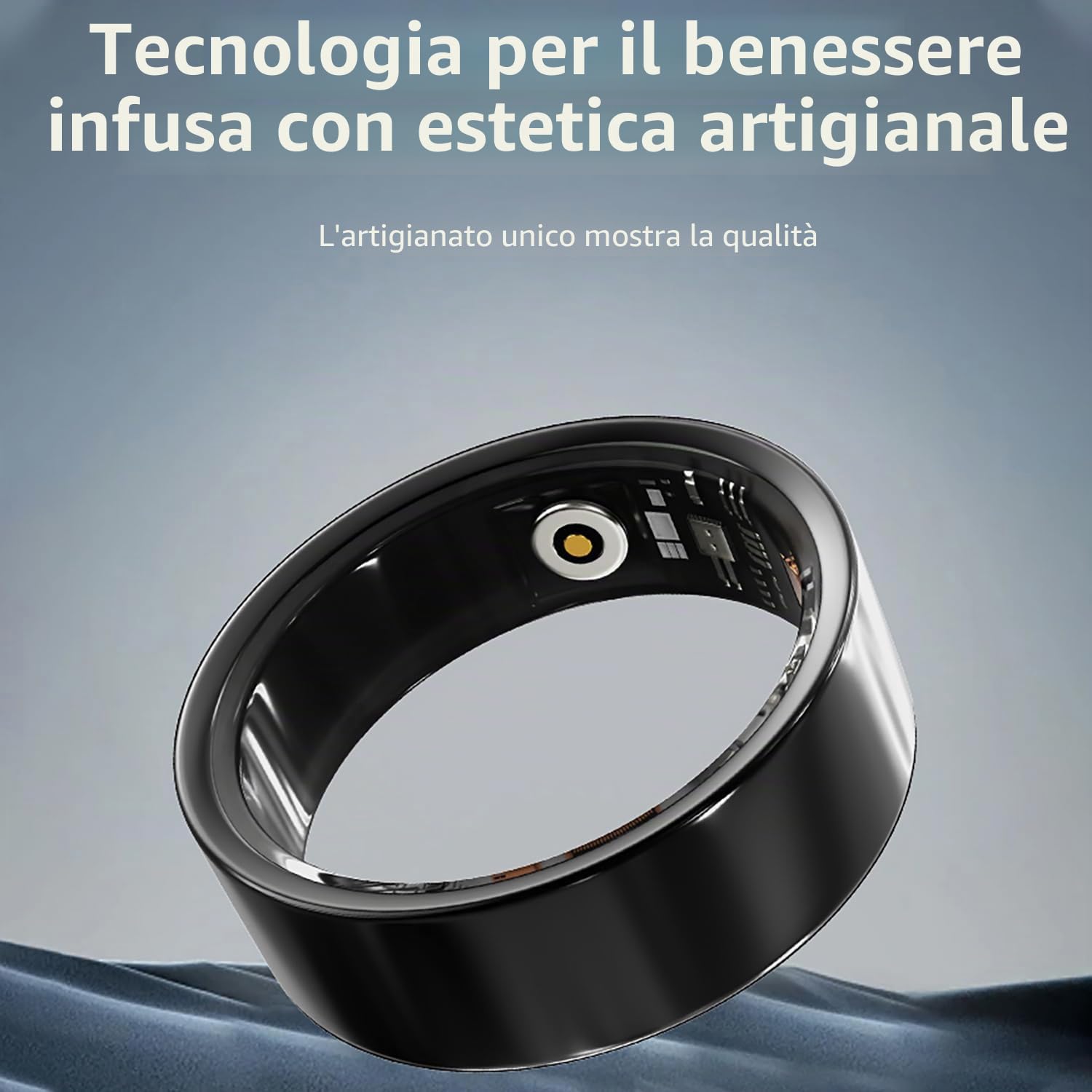 LONGLU Anello intelligente per uomo e donna, con frequenza cardiaca, ossigeno nel sangue, sonno/sport, IP68, impermeabile, per iPhone e Android (Nero, 11)