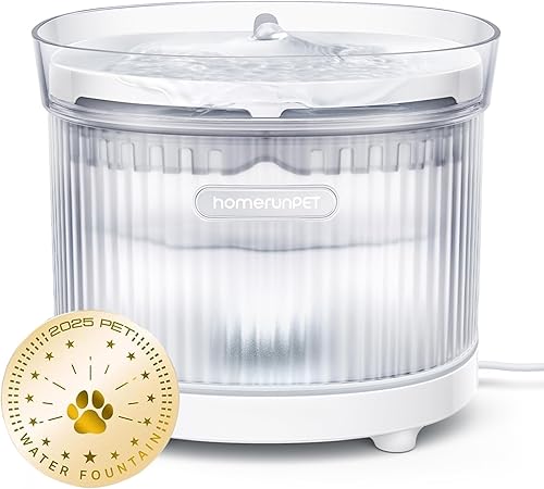 Homerunpet Cat Water Fountain with Wireless Pump, BPA-Free Pet Water Fountain Indoor, Detachable Design, Easy Cleaning Cat Water Bowl for Cats, Dogs, 2L/68oz