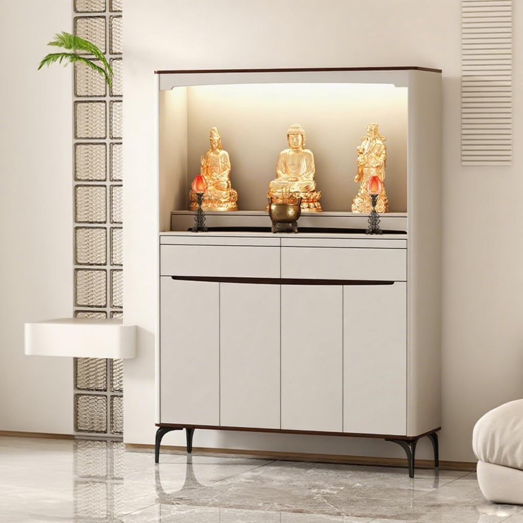Buddhist Altar New Chinese Style Cabinet with Storage, Shrine Altar Table, Buddha Niche Chinese Cabinet, Meditation Pedestal Offering Table (155x40x188.5cm)