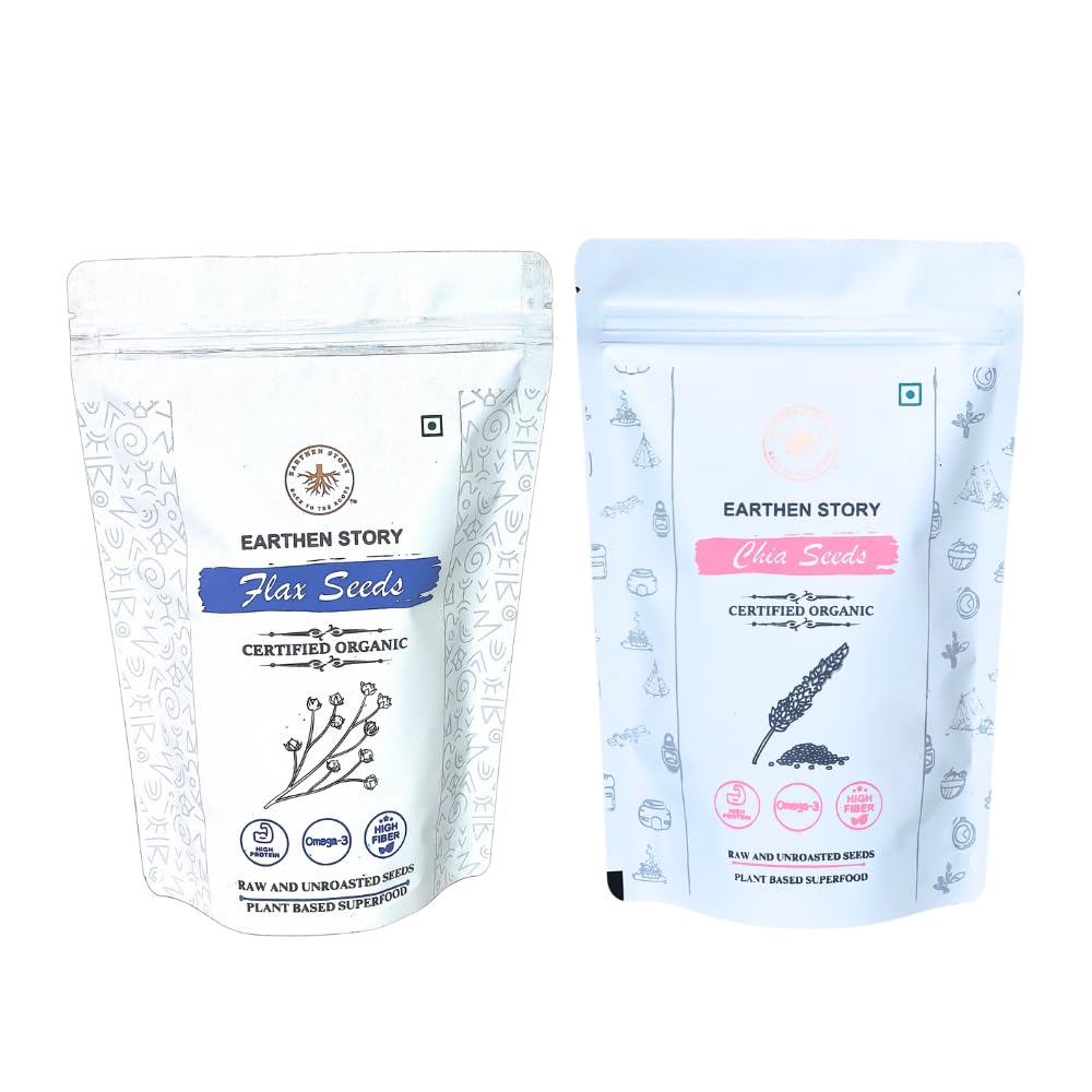 See full amazon price history chart for Earthen Story Certified Organic Raw Chia and Flax seeds combo, 500g (250g each) | Rich in Omega 3 & fibre, Plant protein, gluten free, boosts immunity, probiotics for gut health Earthen Story Certified Organic Raw Chia and Flax seeds combo, 500g (250g each) | Rich in Omega 3 & fibre, Plant protein, gluten free, boosts immunity, probiotics for gut health (B0BTBYBS72) Amazon Price History, Amazon Price Tracker