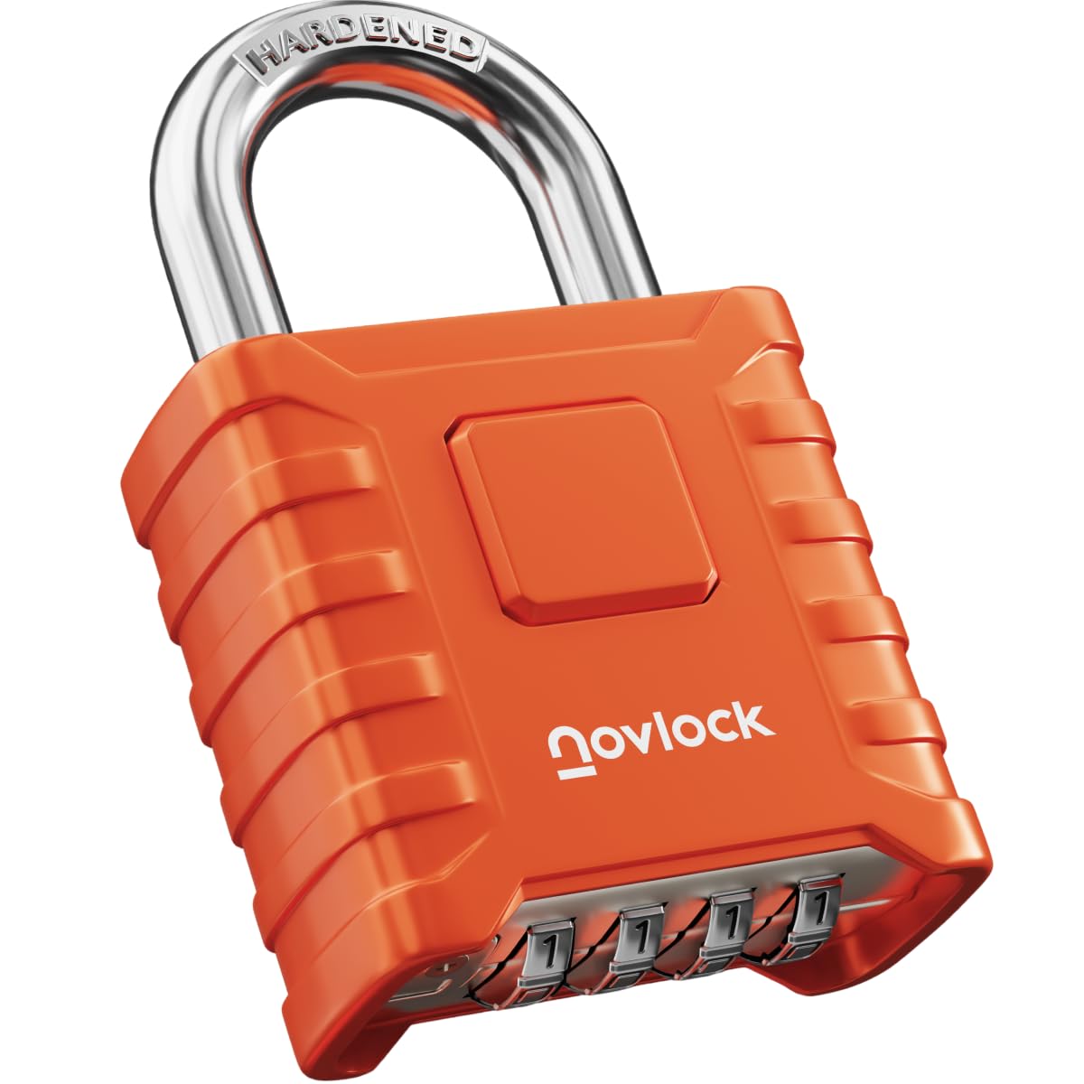 NOVLOCK Heavy Duty Combination Padlock Outdoor โ Weatherproof, Cut-Resistant, 0.31" (8mm) Shackle โ for Gates, Fences, Sheds, Storage Units, Lockers, Cabinets โ 1-Pack, Orange