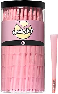 SmokyJoy 200 Pack King Size Cones - Pre Rolling Rolled Preroll Pre Rolls Papers Cone - Cones with Filter Tips and Packing Tubes Included, Pink