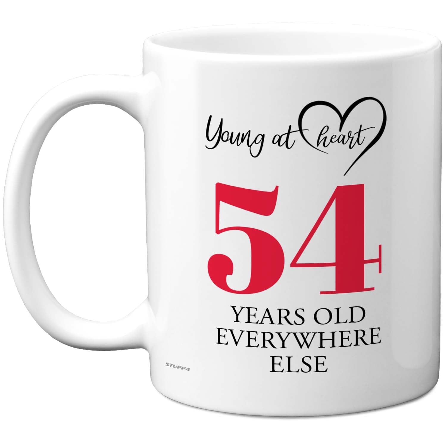54th Birthday Gifts for Women Men, Cheeky Novelty Mug Young at Heart, Gag Joke Gifts, Perfect Funny Mugs for Fifty-Four Fifty-Fourth Birthday Present, 11oz Ceramic Coffee Mugs