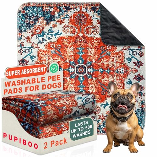 Image of PUPIBOO Washable Pee Pads for Dogs and Cats - Super Absorbent Reusable Puppy Training Pads - 100% Waterproof, Leak-Proof & Non-Slip Whelping Pads for Pet Housebreaking