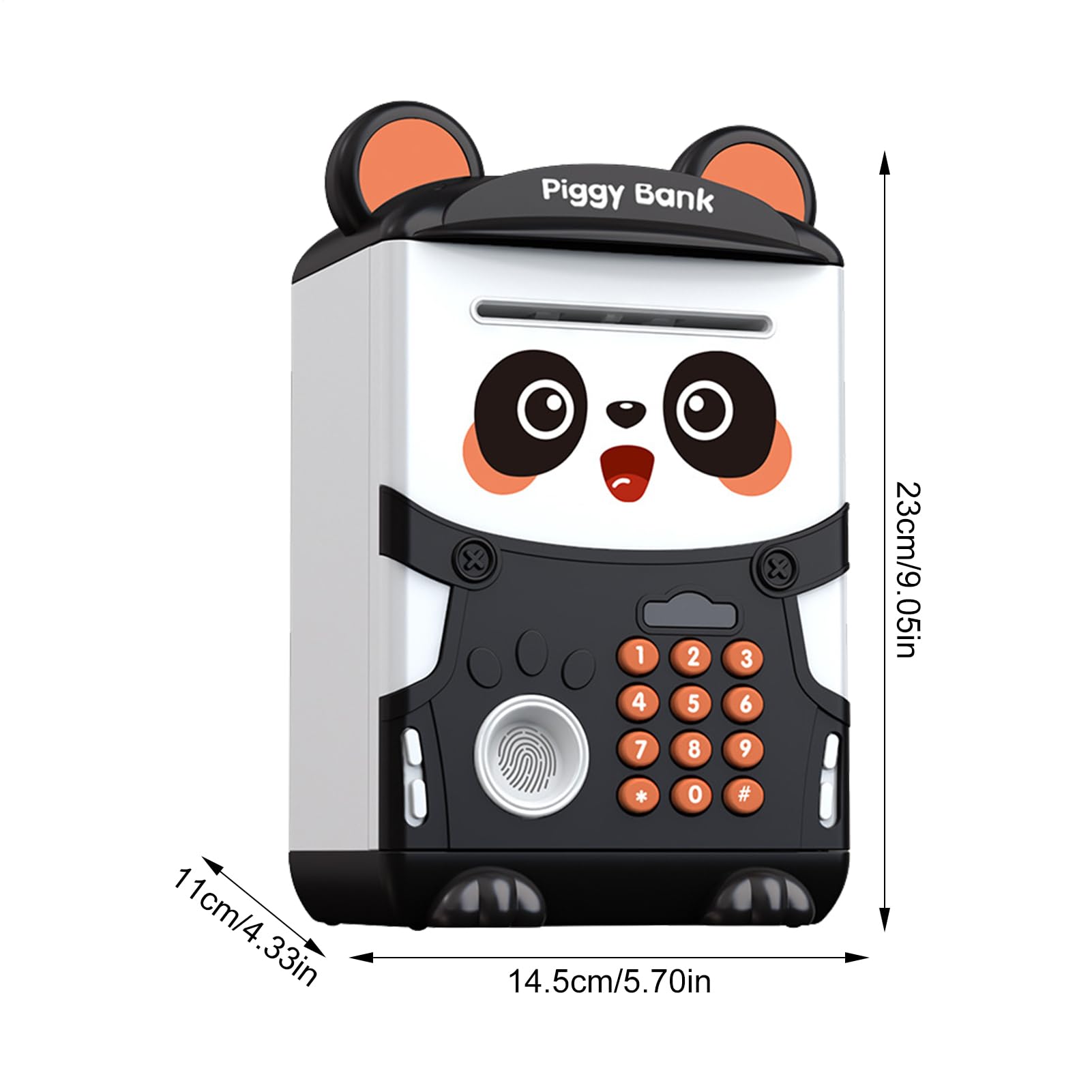 Salvadanaio Panda | Ruba Salvadanaio Mini Bancomat Elettronico per Risparmio, con Serratura a Combinazione, Armadietto per Impronte Digitali, Moneta ATM Automatico Moneta Rotolante Cartoon Salvadana