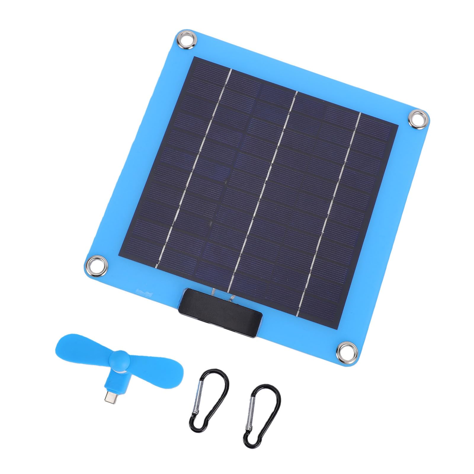 Ventilador solar portátil ligero con 2 puertos USB para viajes 1