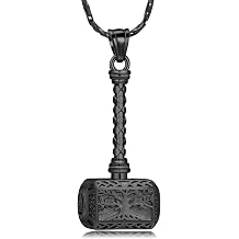 Imrsanl Viking Thors Hammer Urn Necklace for Ashes Tree of Life Cremation Jewelry Ashes Holder Keepsake Human Memorial Pendant for Women Men