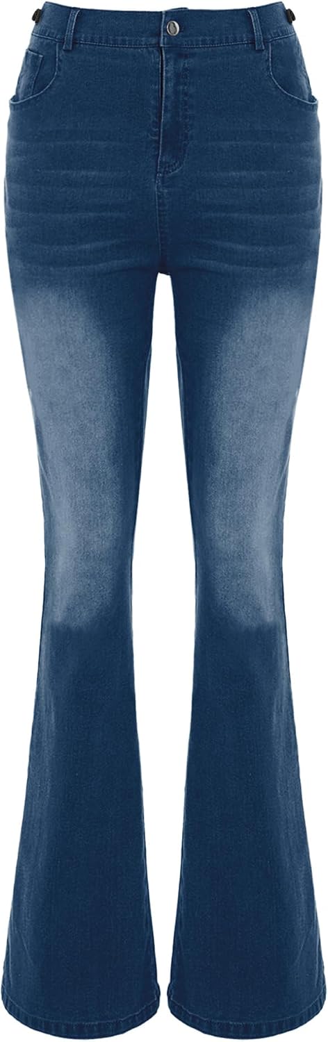 ACSUSS Washed Maternity Jeans for Women Pregnancy Denim Pants High Waist Adjustable Flared Trousers