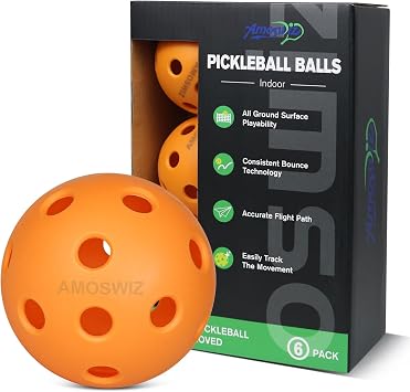 Indoor Pickleball Balls, 6/12 Pack, 26 Holes