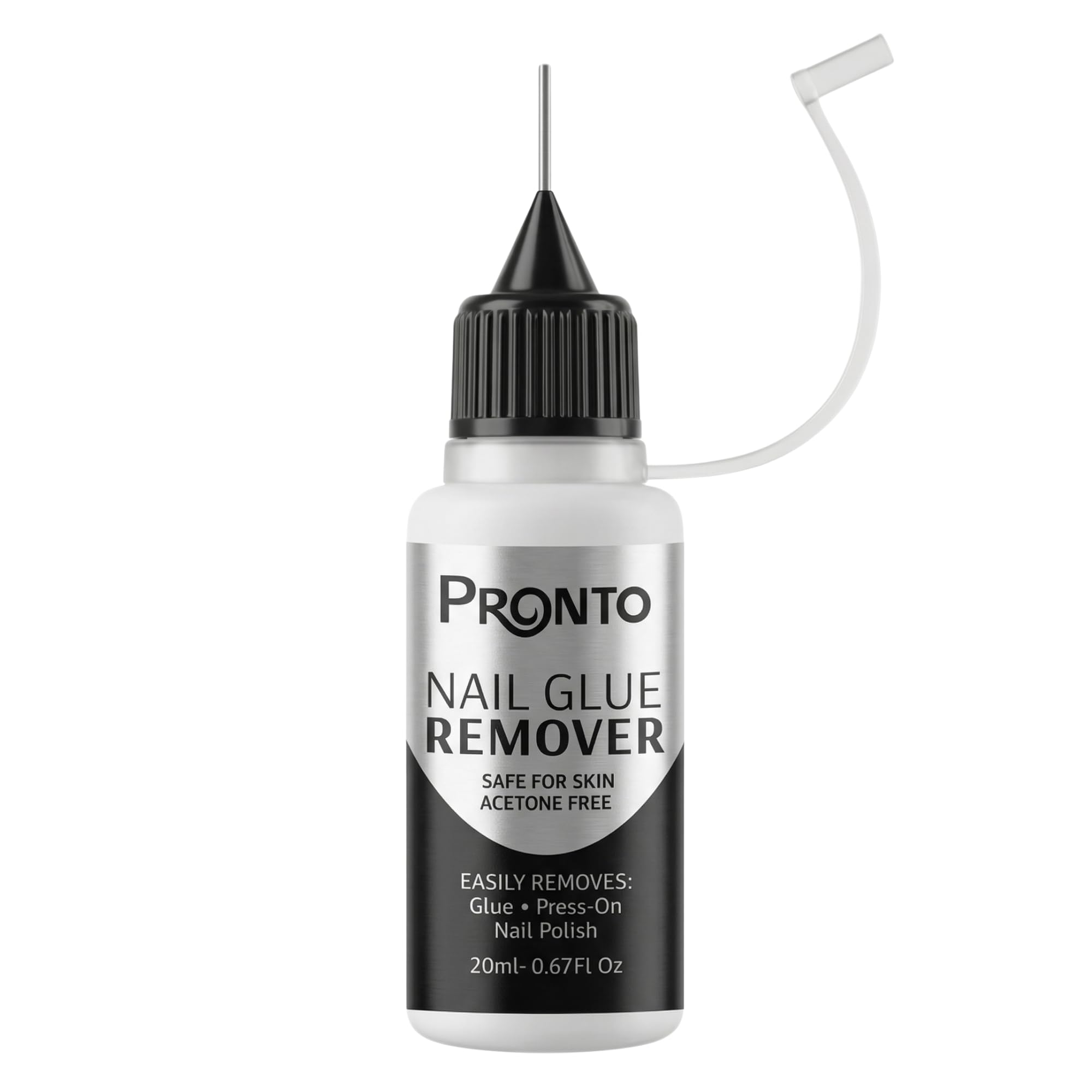 Pronto 20 mL Nail Glue Remover, Acetone Free for Press On Nails, Removes Nailpolish Glue, Gel & Polish, Gentle on Natural Nails & Skin, Professional Nail Glue Dissolver with Precision Applicator