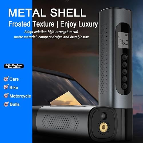 Miniatura 3 de Bomba de compresor de aire portátil, inflador digital de neumáticos de 12 V 120 PSI con luz LED, 3 boquillas para coche, bicicleta, motocicleta,