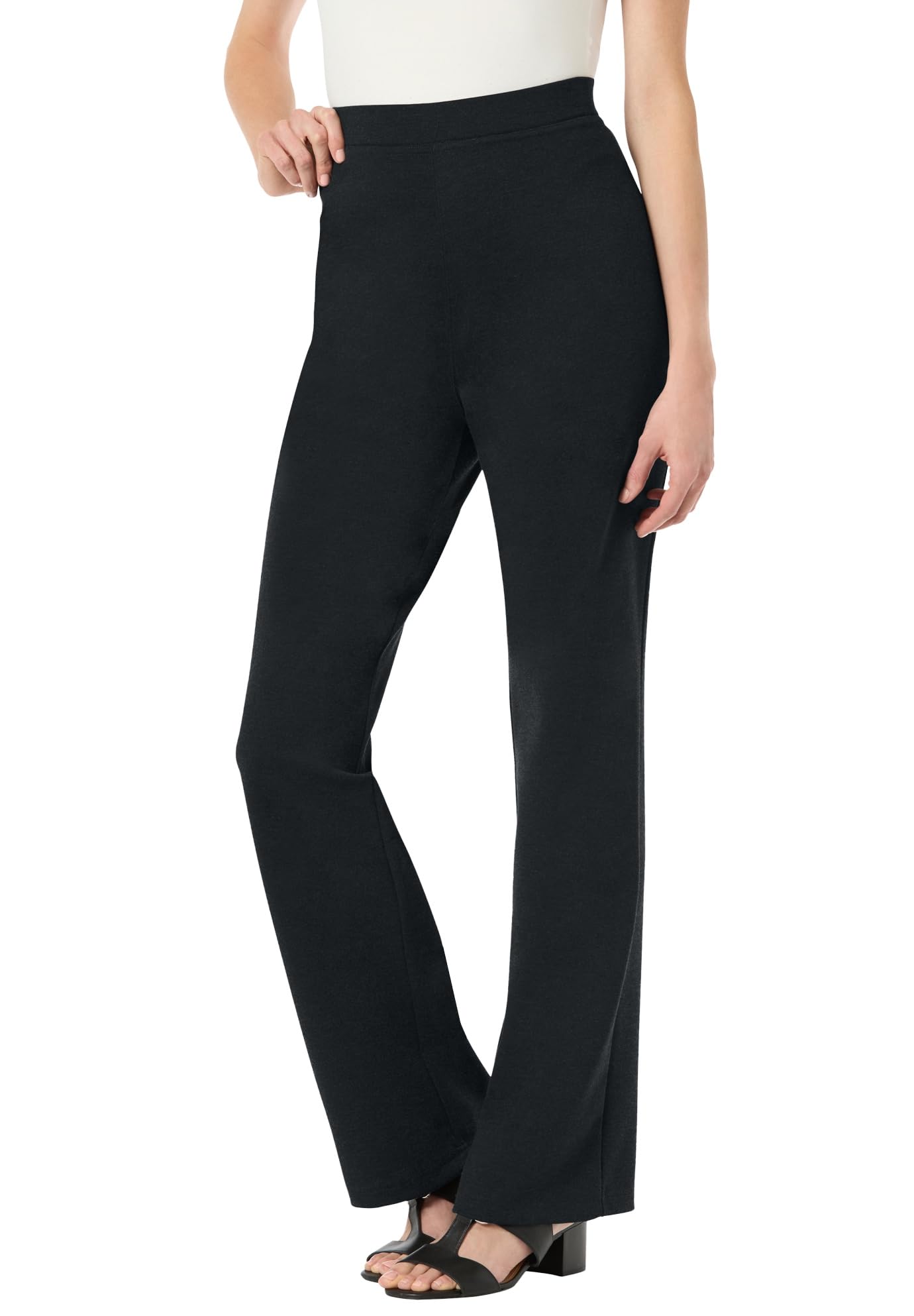 Woman Within Plus Size Stretch Ponte Knit Pull-On Bootcut Pants