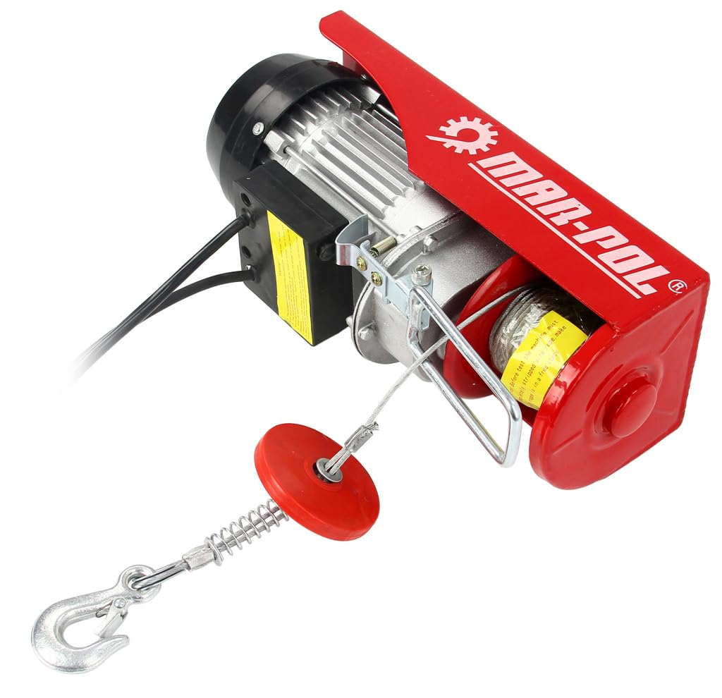 Verricello Argano Elettrico da 125-250 Kg | Potenza 500W | Altezza Sollevamento 6-12 m | Corda in Acciaio Ø3 mm x 12m | Telecomando con Pulsante di Emergenza