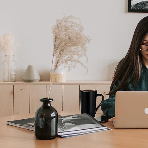 Miniatura 7 de YINUOWEI Juego de 4 tazas de café de porcelana de 20 onzas, tazas de café grandes y altas con asas, tazas de café modernas de cerámica para café,