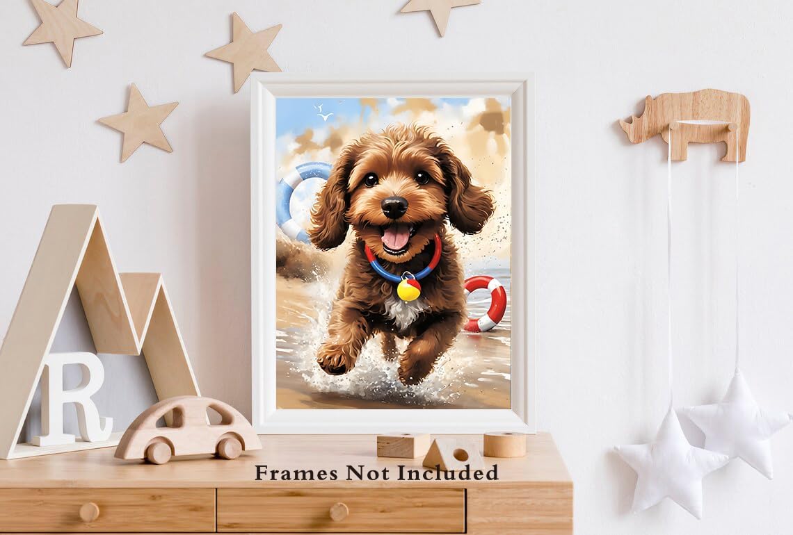 ZOQIPQO Beach Dog Canvas Wall Art,Funny Surfing Dog Posters 8X10Inch image 2