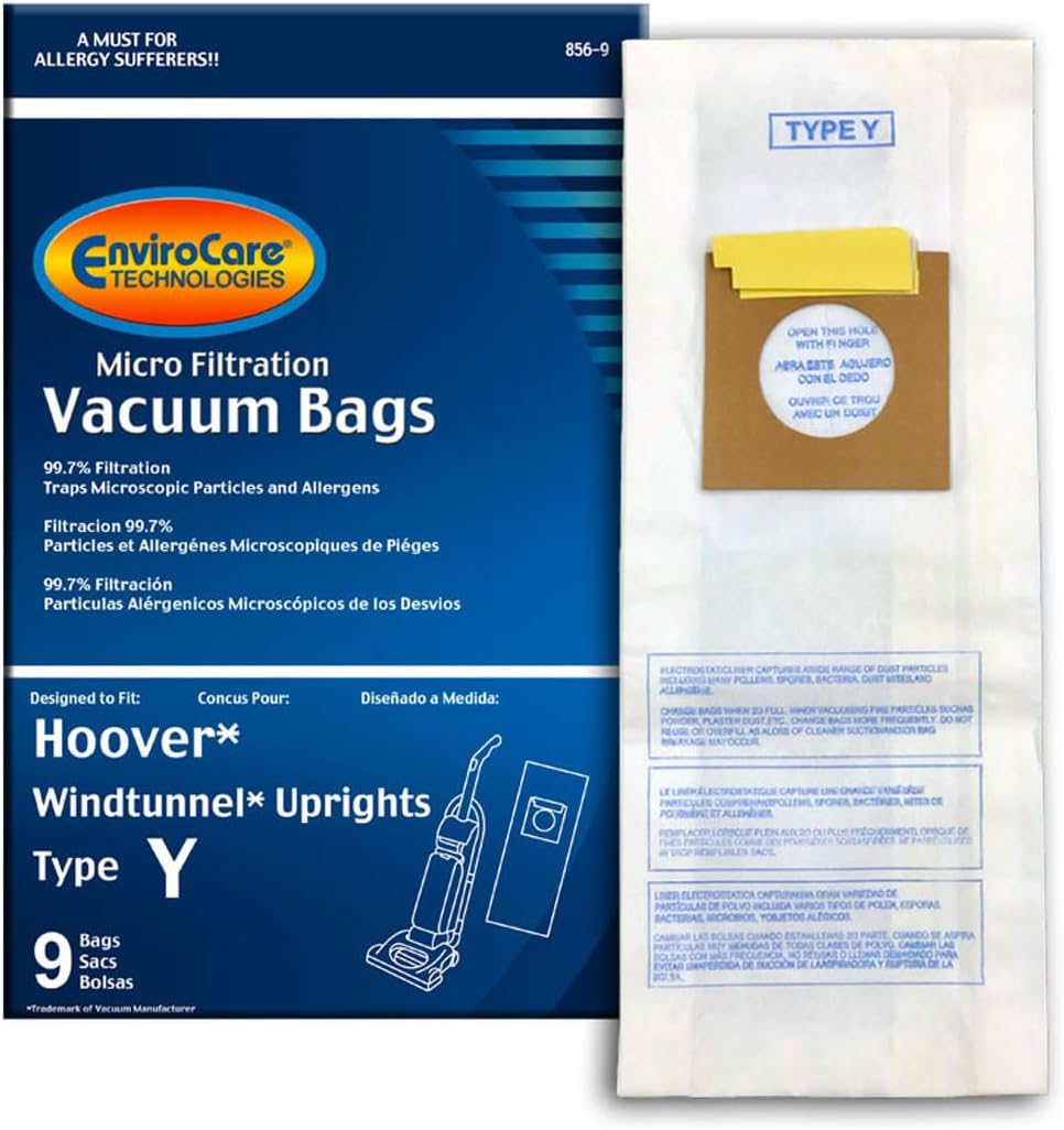EnviroCare Replacement Micro Filtration Vacuum Bags Made to Fit Hoover Windtunnel Upright Type Y 9 pack - Household Vacuum Bags Upright