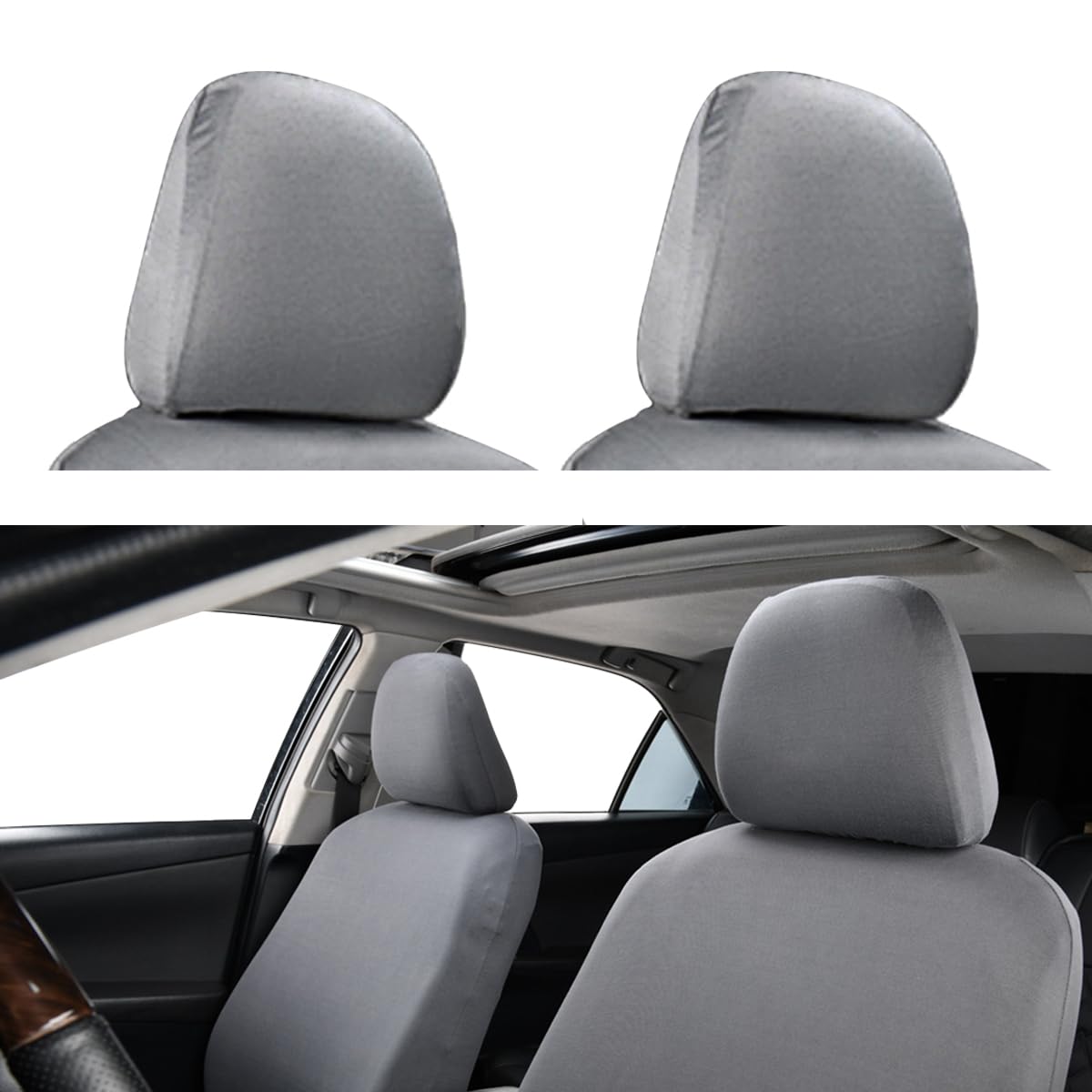 JOYCOURT2 Packs Car Headrest Covers, Anti-Dirty Soft Headrest Comfort Seat Cover Protector, All-Season Universal Car Headrest Covers for Interior Decoration & Protection Fits Truck SUV Car
