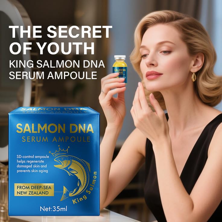 Salmon DNA Ampoule, 35ml Hydrating Microneedling Serum, Moisturizing & Plumping Facial Treatment, Helps Improve Wrinkles and Skin Barrier for Face and Body