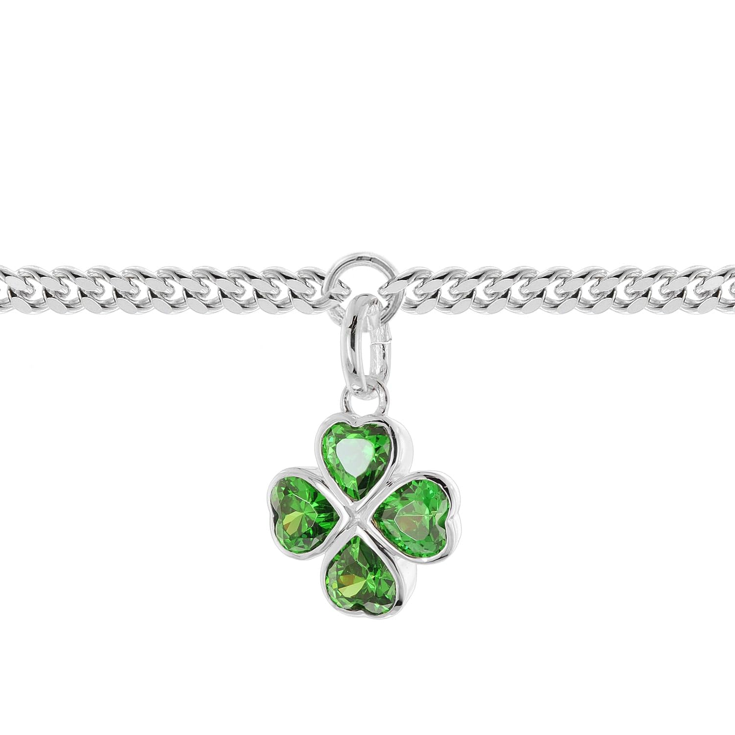 trendor Pulsera infantil con trébol verde, plata de ley 925, rodiada, 21622