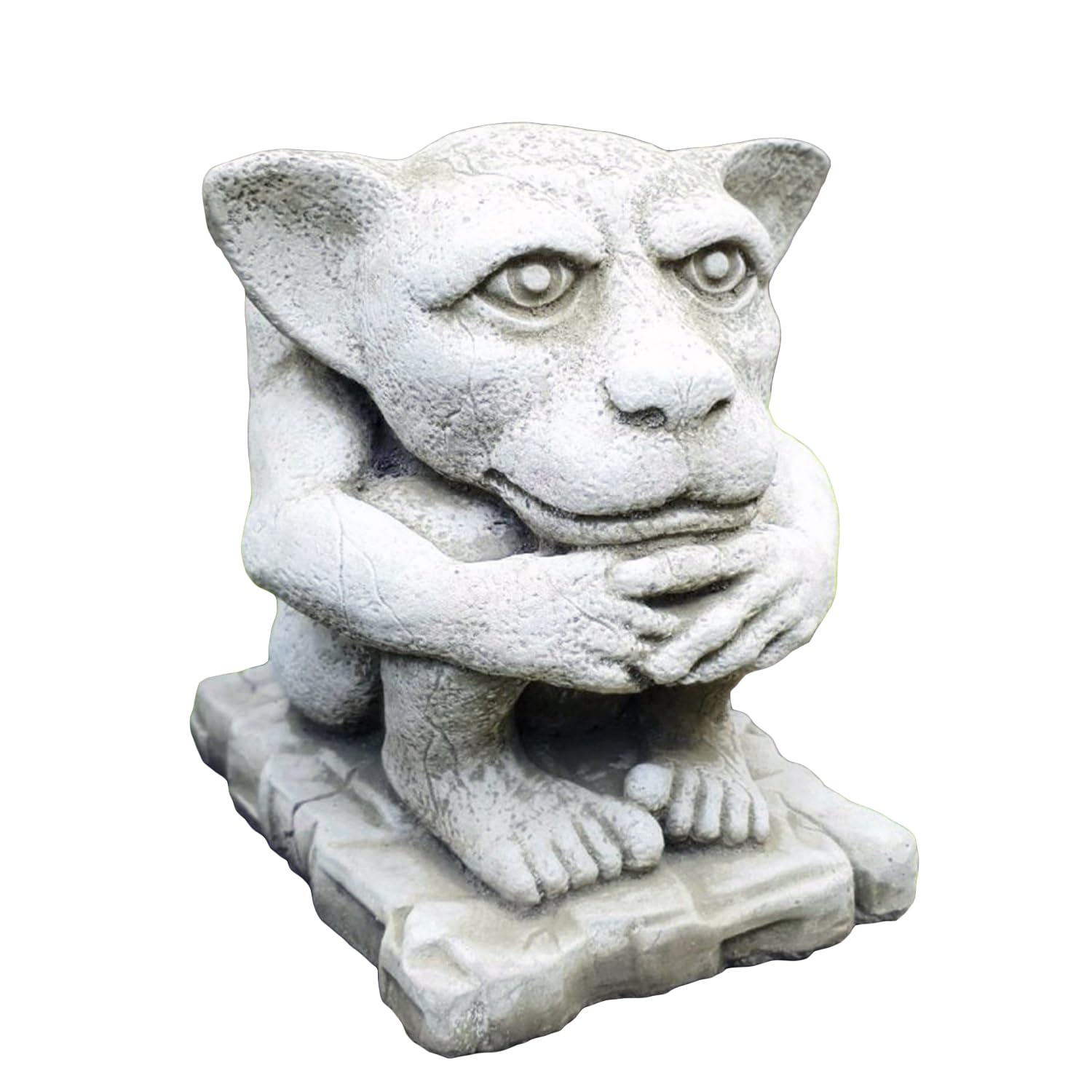 Darthome Grey Stone Goblin Sculpture Big Eared Gargoyle Garden Statue Ornament Grumpy Devil 18Cm